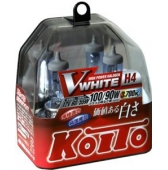 картинка Галогенные лампы KOITO H4 Vwhite (3700K) P0746W (Лампы головного света) наш магазин являющийся официальным дистрибьютором в России 